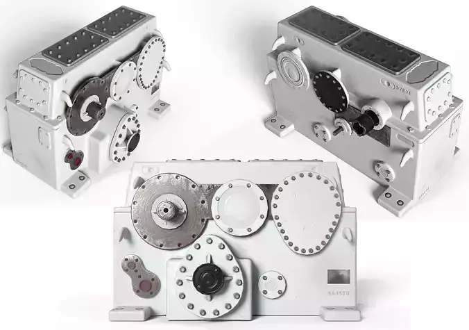 Industrial Gearbox Low-poly 3D model