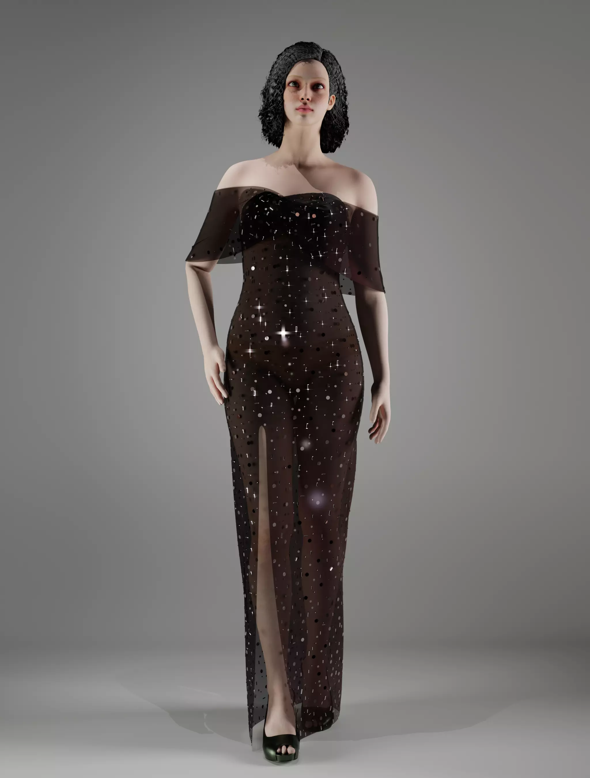 rhimestone dress 3D print model
