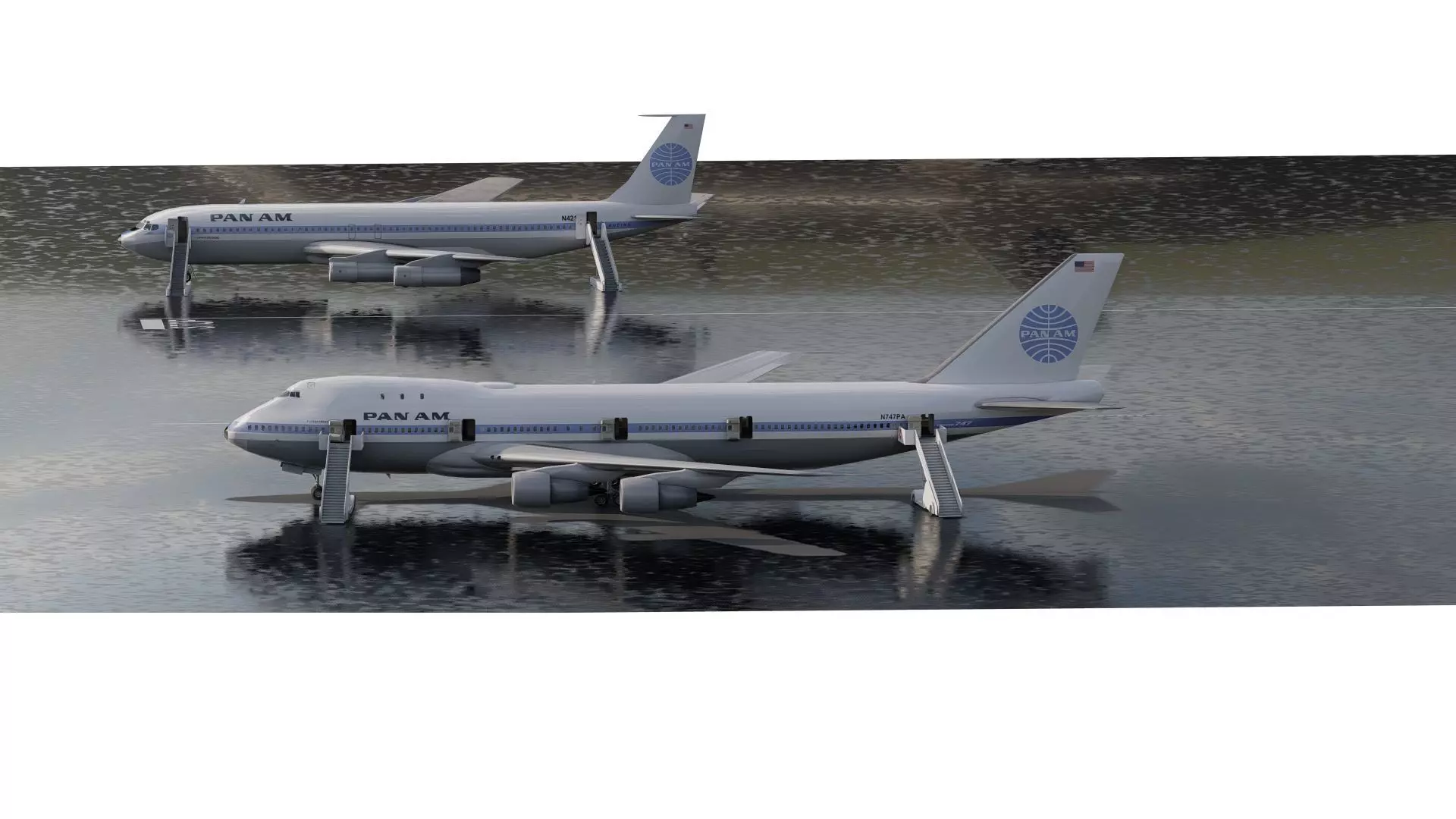 1970s Boeing 707 and 747 3D model