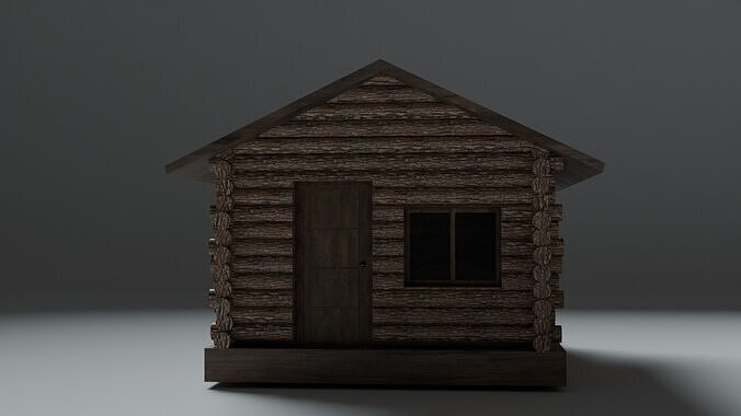 Wooden cabin Low-poly 3D model