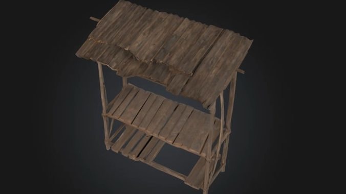 Wooden Market Stall Whole Model STL OBJ 3D model