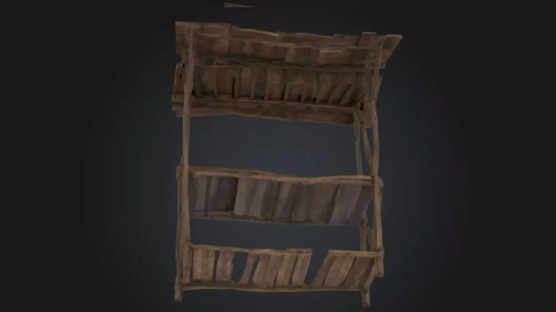 Wooden Market Stall Full Model STL OBJ 3D model