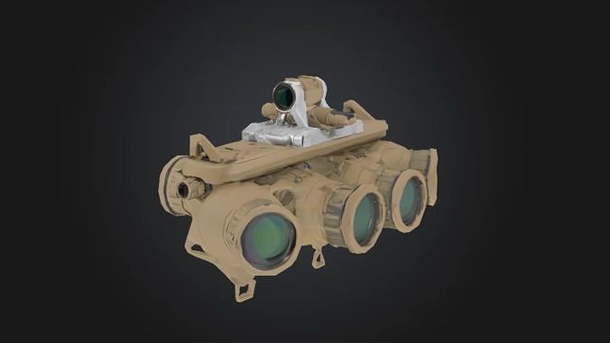 Tan Quad Lens Night Vision Airsoft Goggles STL OBJ 3D model