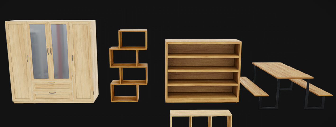 Furniture Pack 08 Low-poly 3D model_4