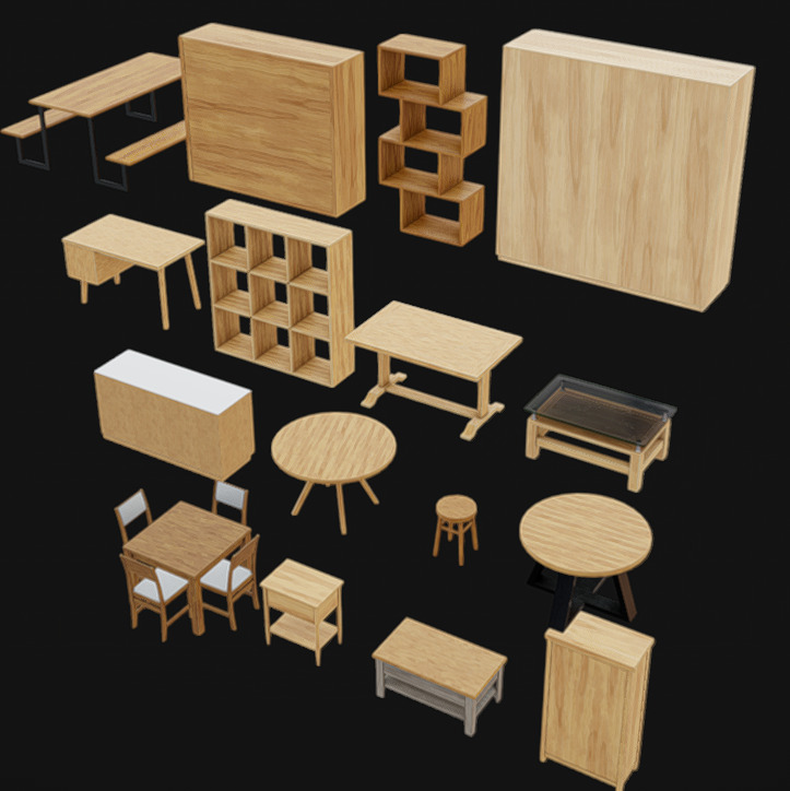Furniture Pack 08 Low-poly 3D model_3