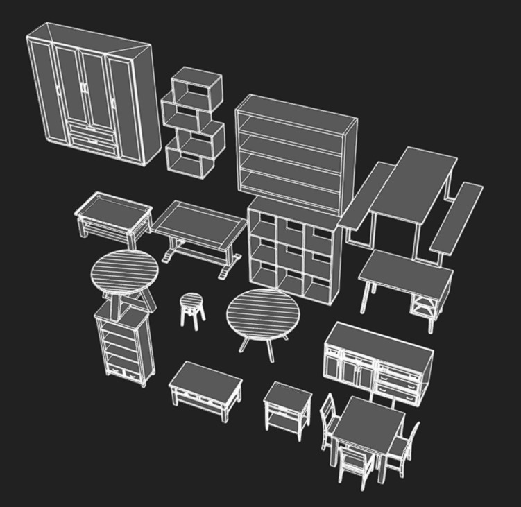 Furniture Pack 08 Low-poly 3D model_12