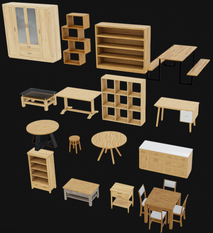 Furniture Pack 08 Low-poly 3D model_1
