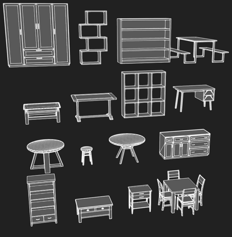 Furniture Pack 08 Low-poly 3D model_11