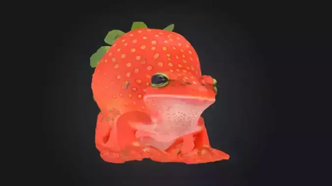 Strawberry Frog AI Cursed Animal STL OBJ 3D model