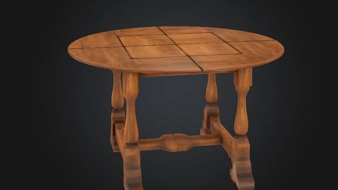 Medieval Wooden Oval Table STL OBJ 3D model