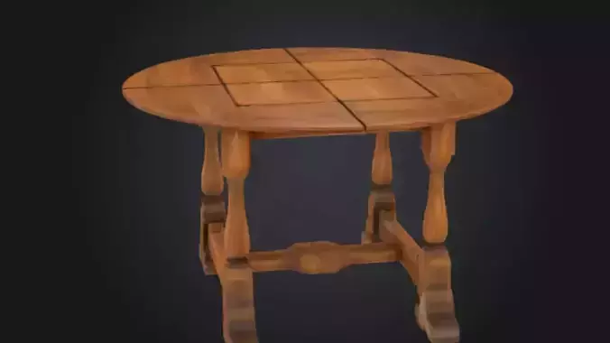 Medieval Wooden Oval Table STL OBJ