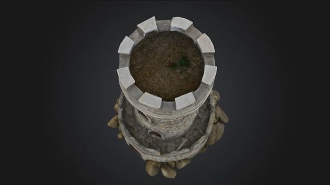 Medieval Rock Outpost Watchtower STL OBJ 3D model