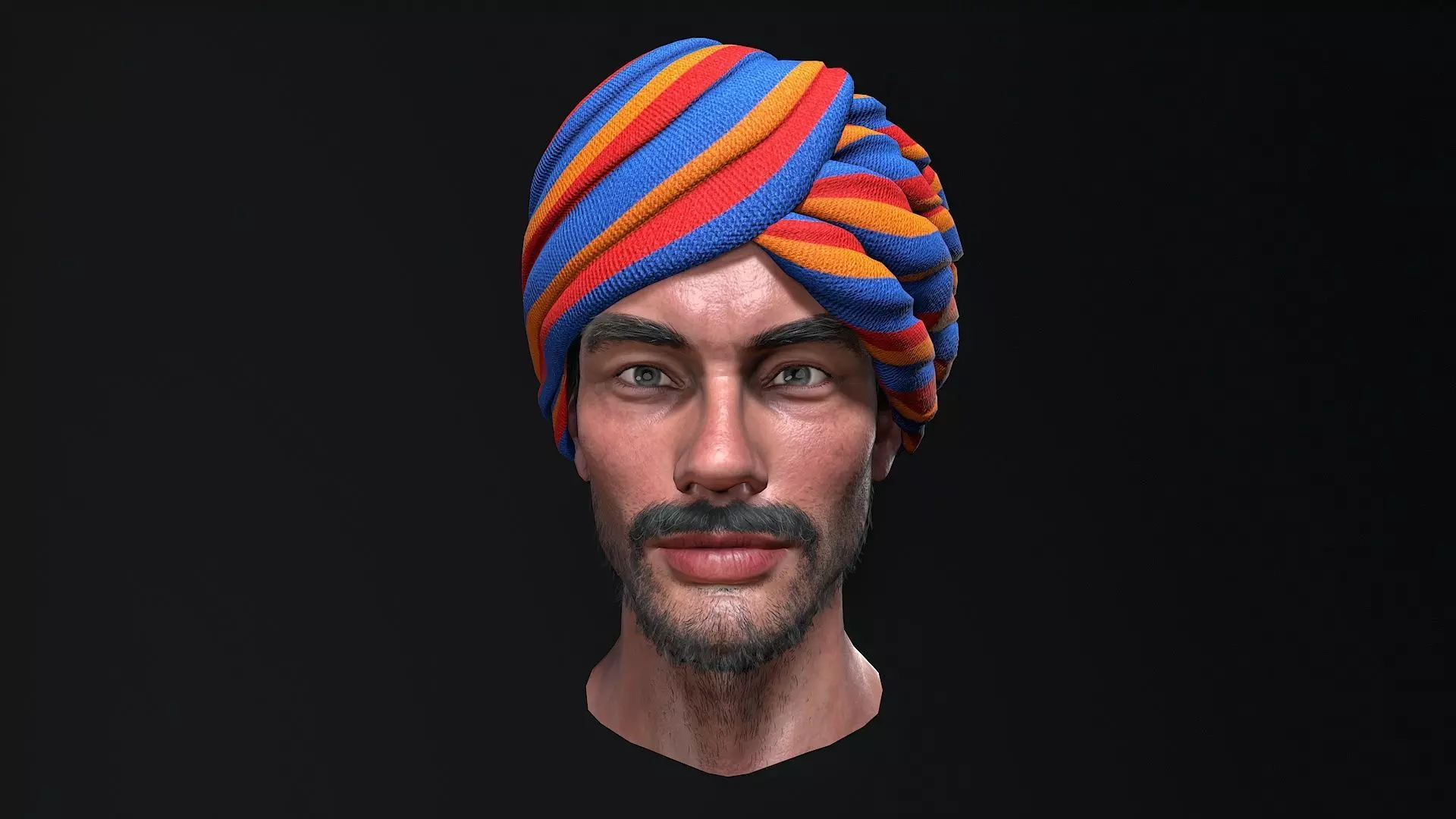 indian character Low-poly 3D model_0