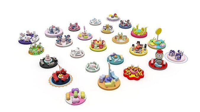 Amusement park turntable combination 3D model