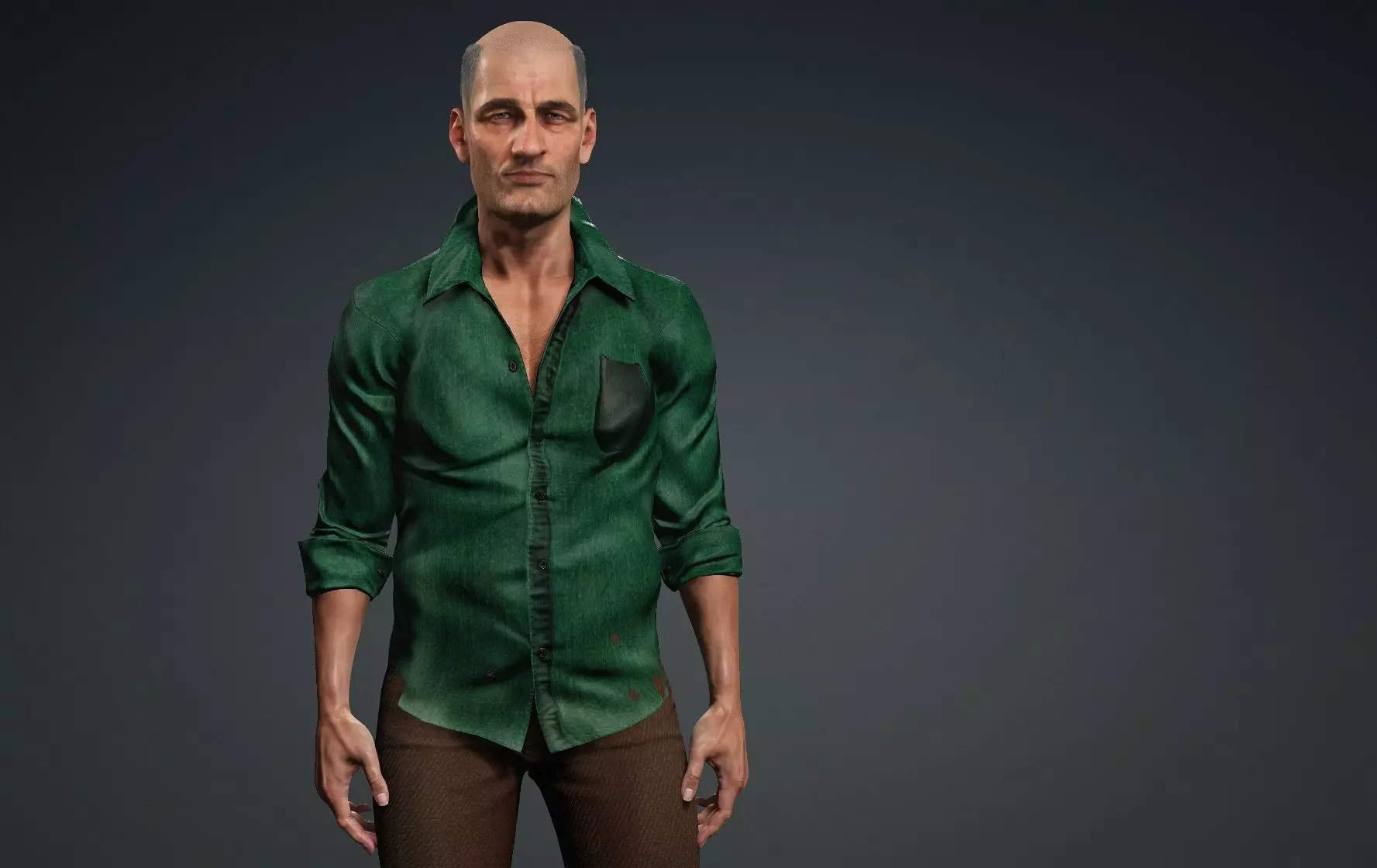 Worker Middle aged 3D model_0