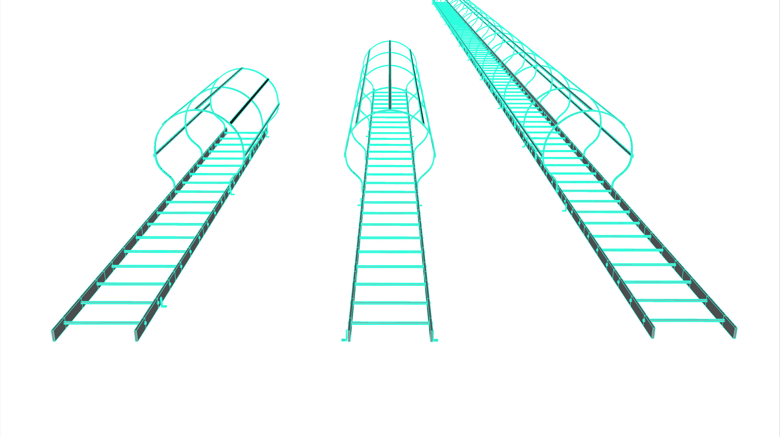 Three tunnel safety ladders 3D model_8
