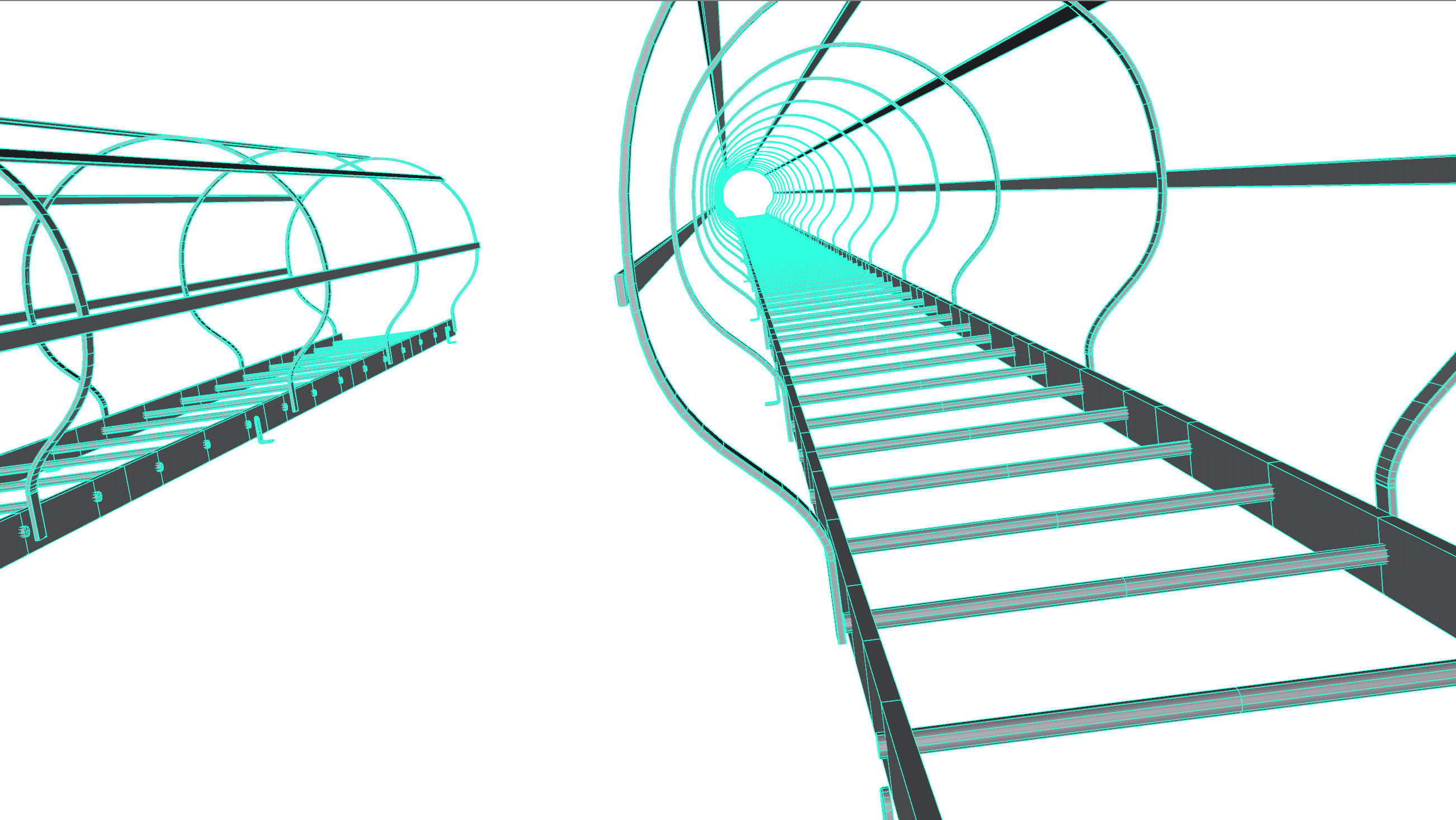 Three tunnel safety ladders 3D model_10