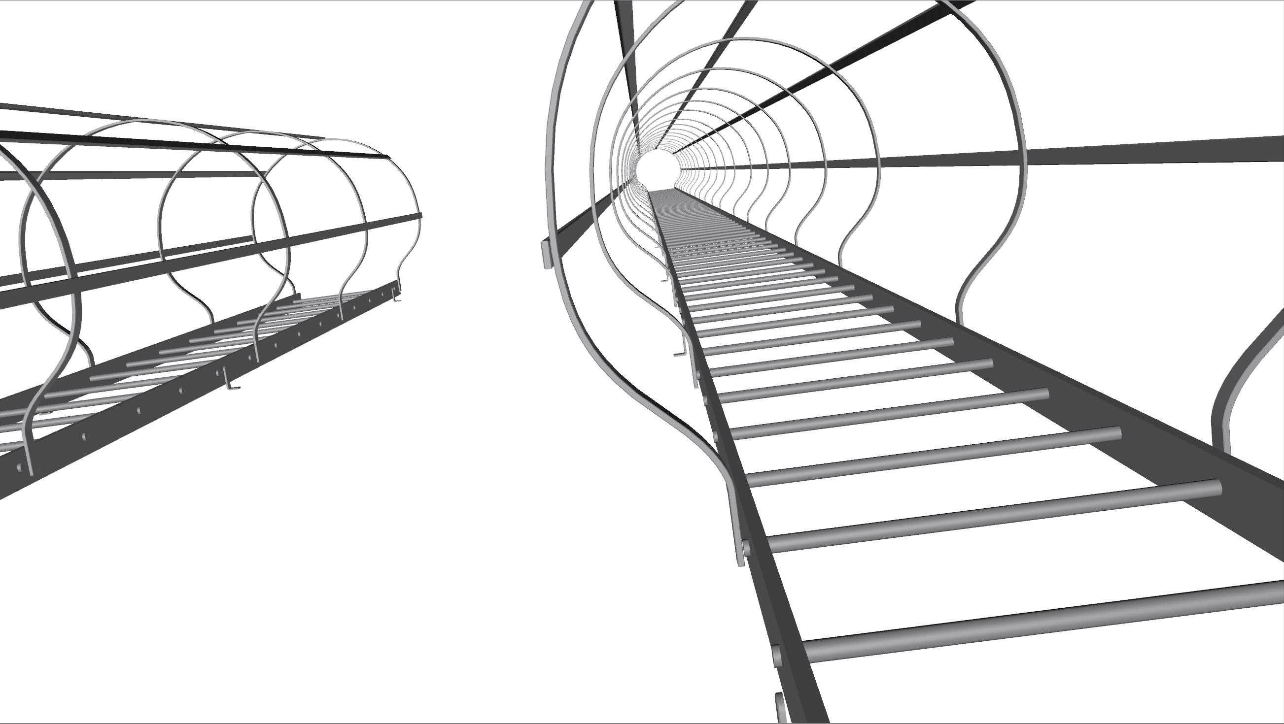 Three tunnel safety ladders 3D model_9