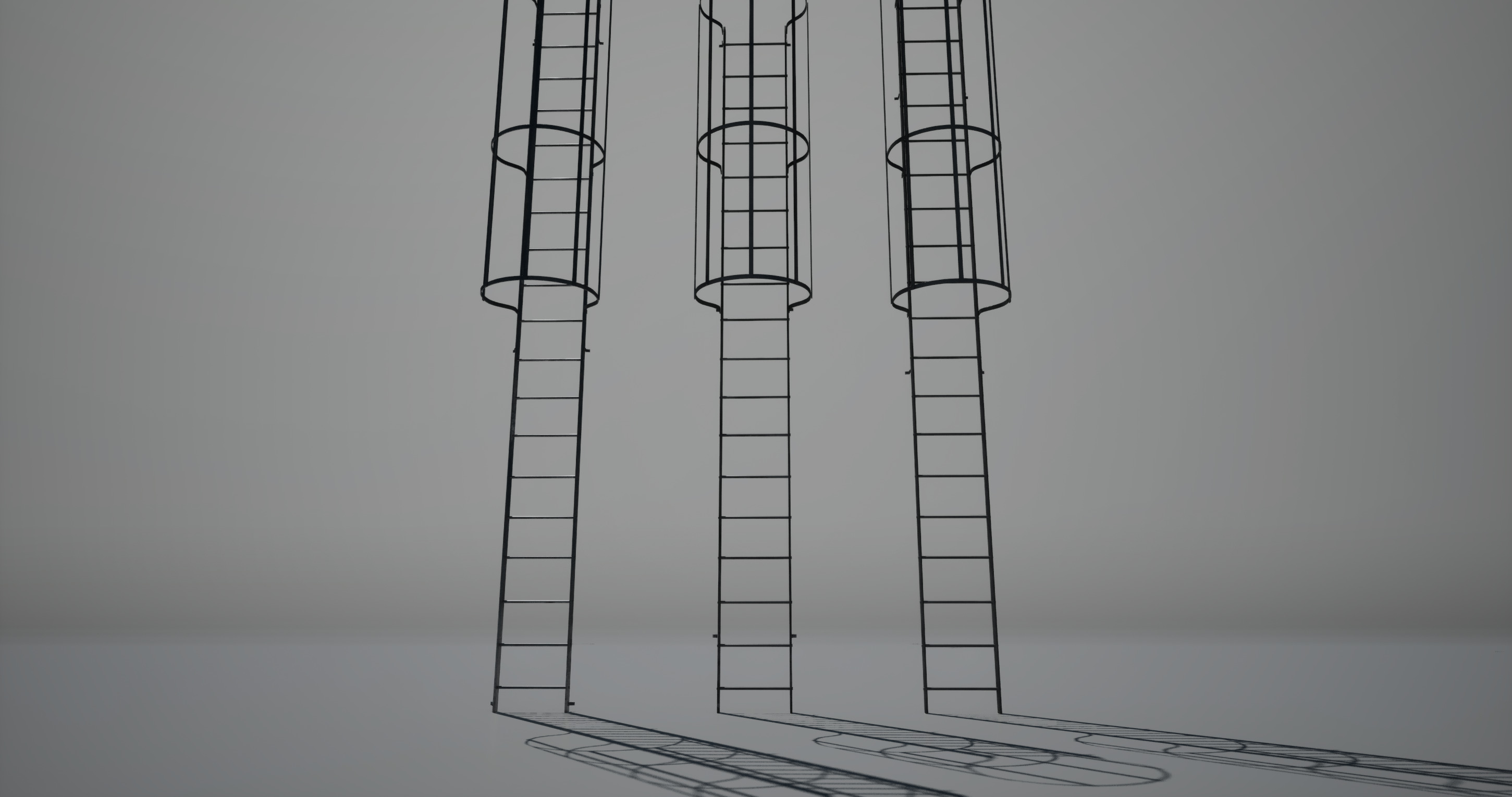 Three tunnel safety ladders 3D model_1