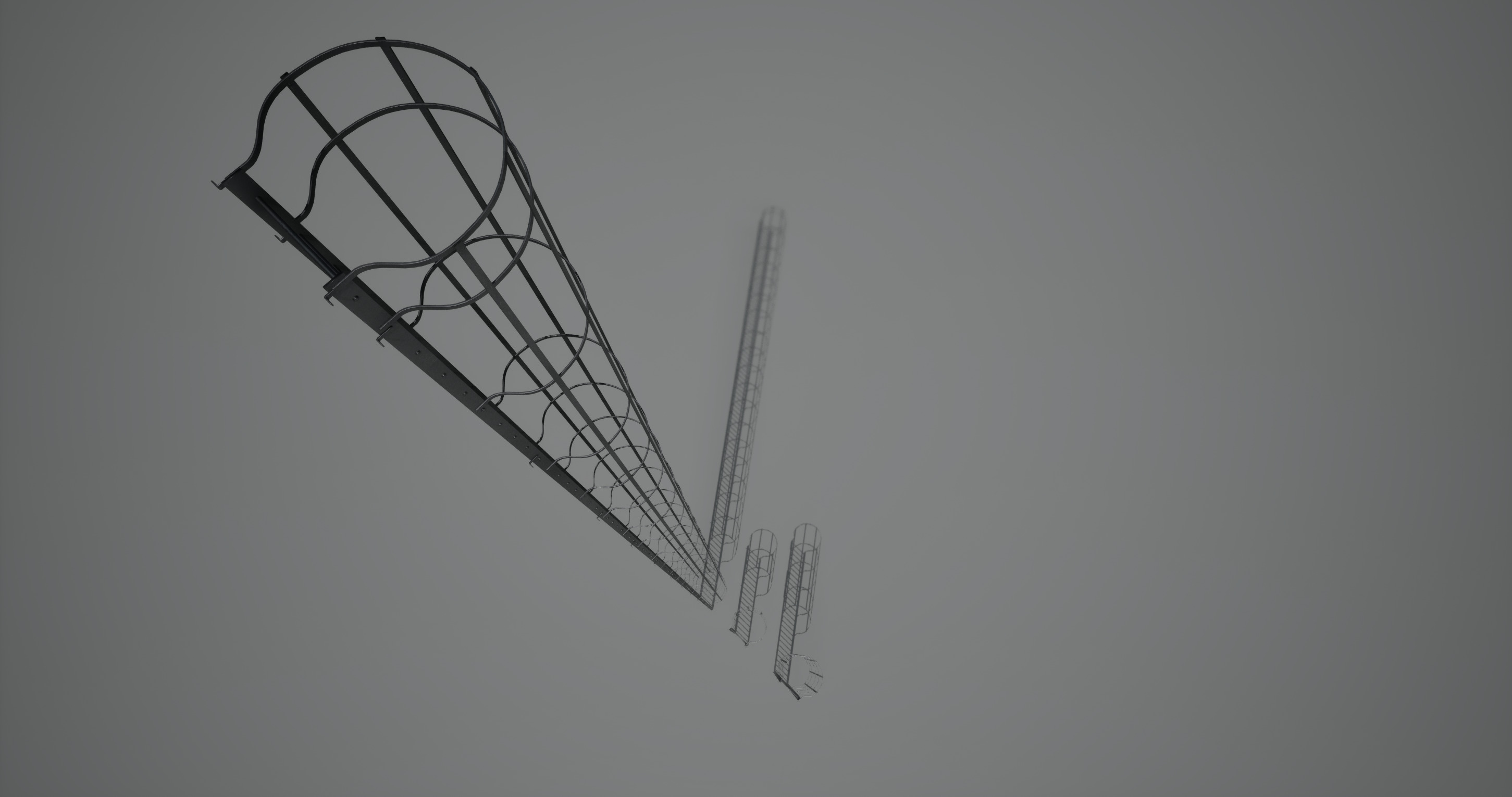 Three tunnel safety ladders 3D model_3