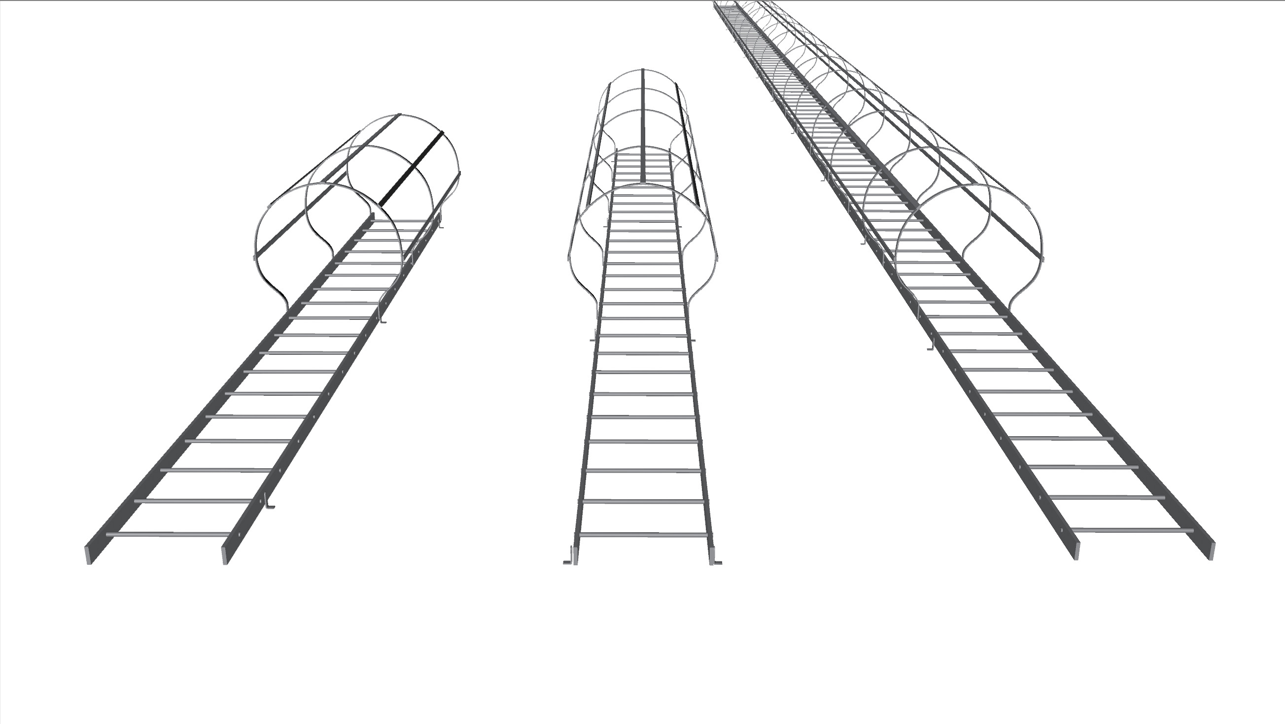 Three tunnel safety ladders 3D model_7