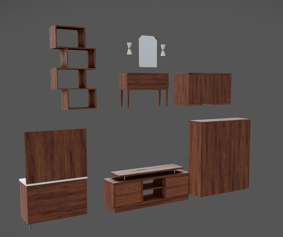 Furniture Pack 10 Low-poly 3D model_4
