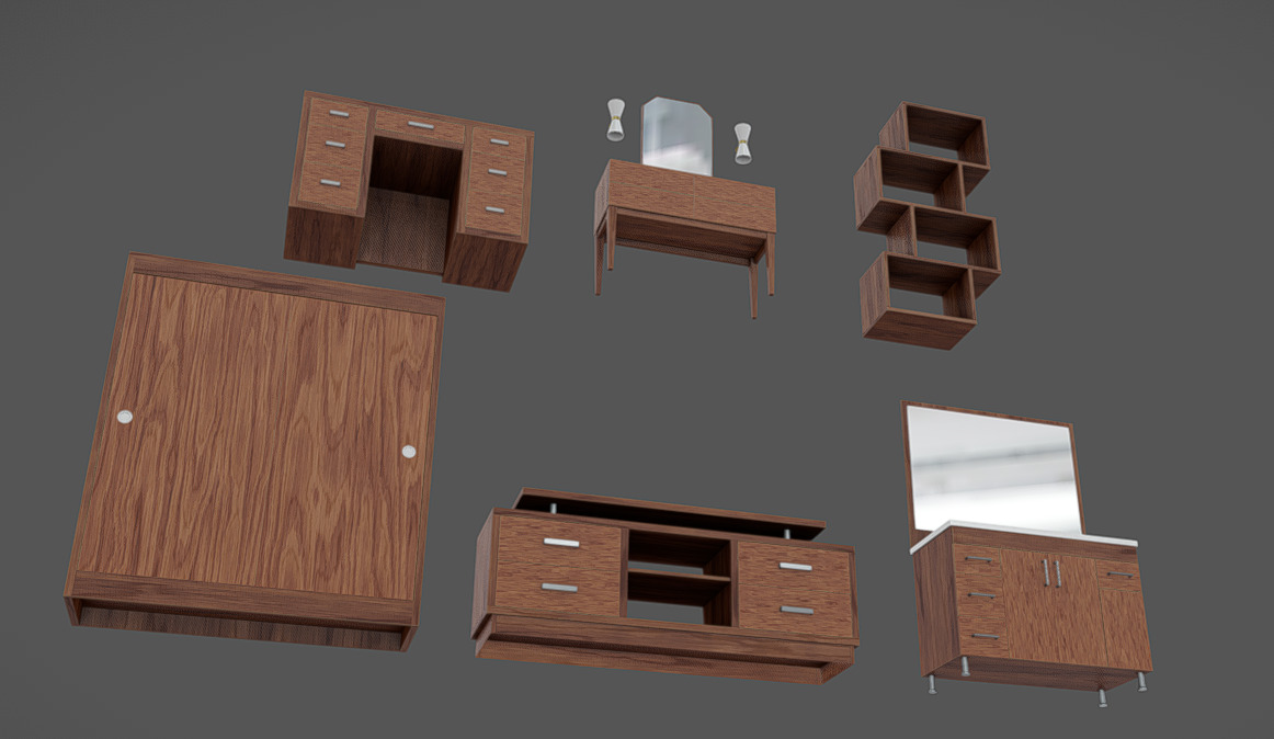 Furniture Pack 10 Low-poly 3D model_3