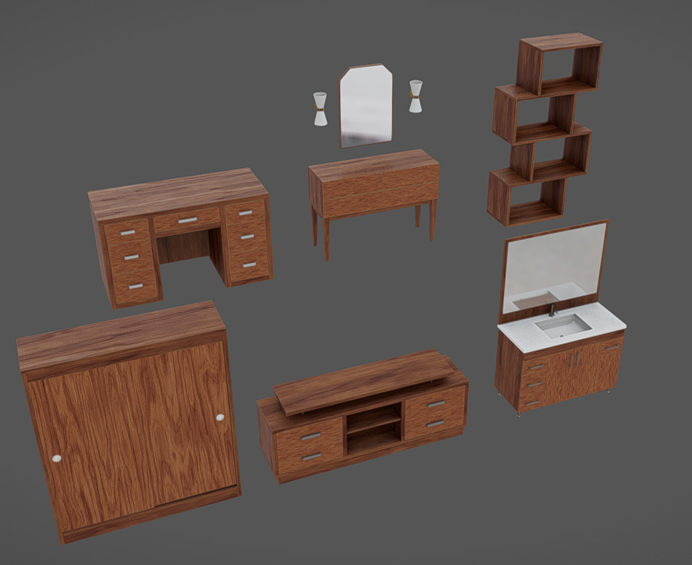 Furniture Pack 10 Low-poly 3D model_2