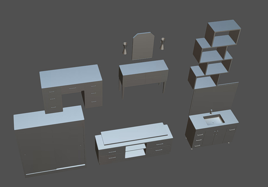 Furniture Pack 10 Low-poly 3D model_8