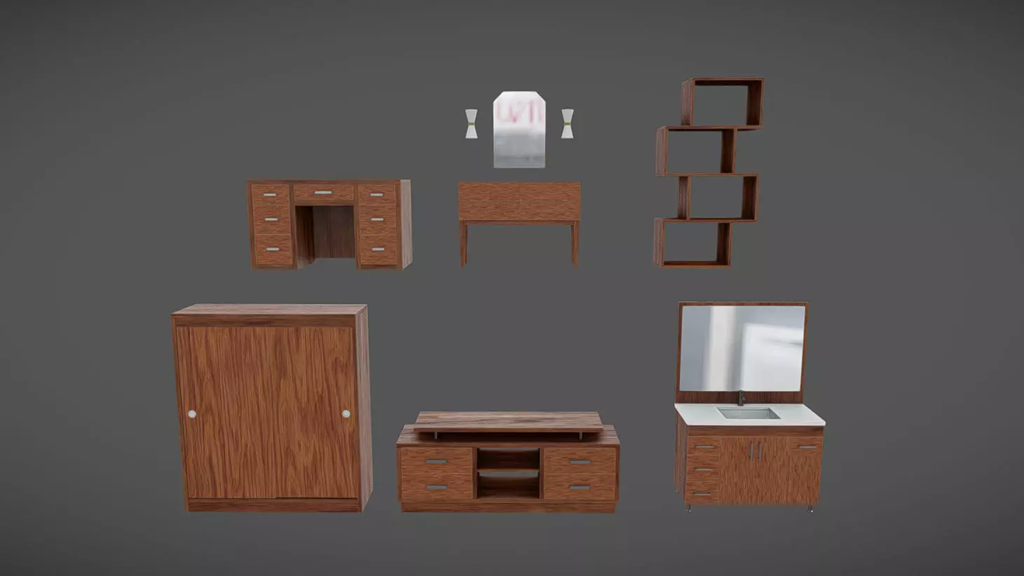 Furniture Pack 10 Low-poly 3D model_0
