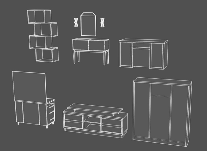 Furniture Pack 10 Low-poly 3D model_10