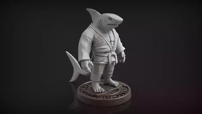 BJJ Shark Fighter Figurine Anthropomorphic Character in Gi