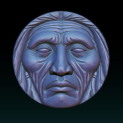Native American Face Model   CNC 3D print model_15