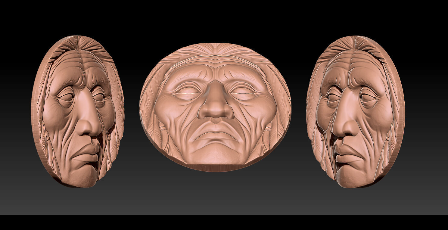 Native American Face Model   CNC 3D print model_13