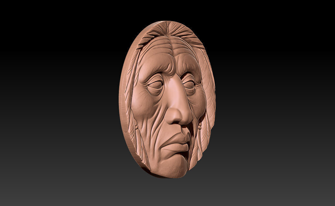 Native American Face Model   CNC 3D print model_10