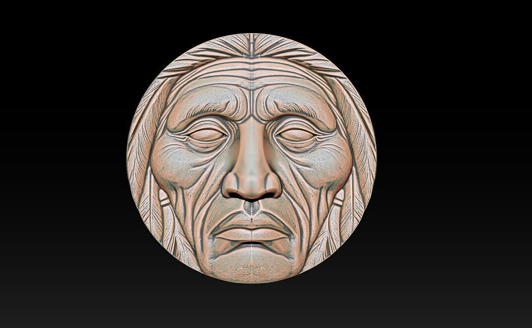 Native American Face Model   CNC 3D print model_3