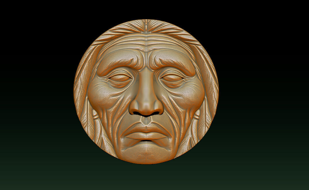 Native American Face Model   CNC 3D print model_8
