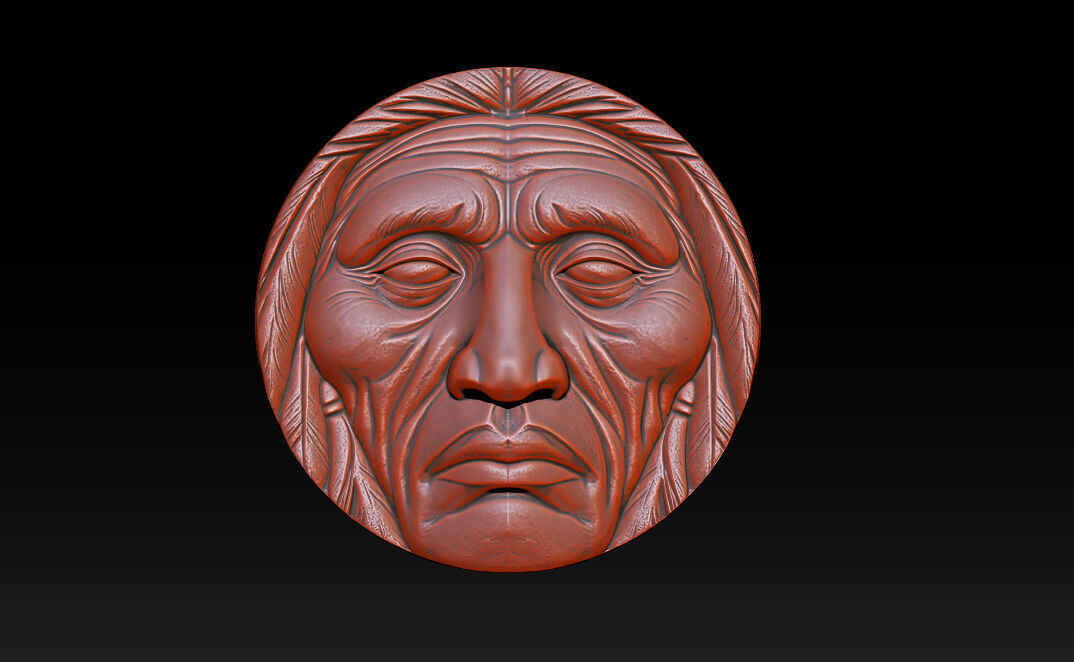 Native American Face Model   CNC 3D print model_1