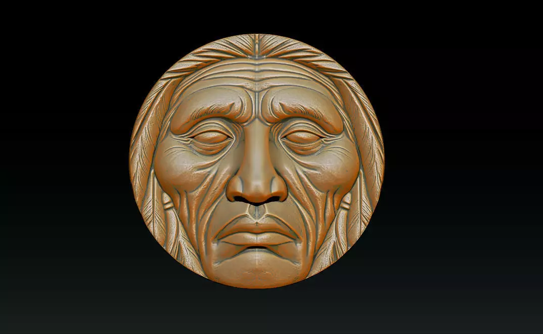 Native American Face Model   CNC 3D print model_0
