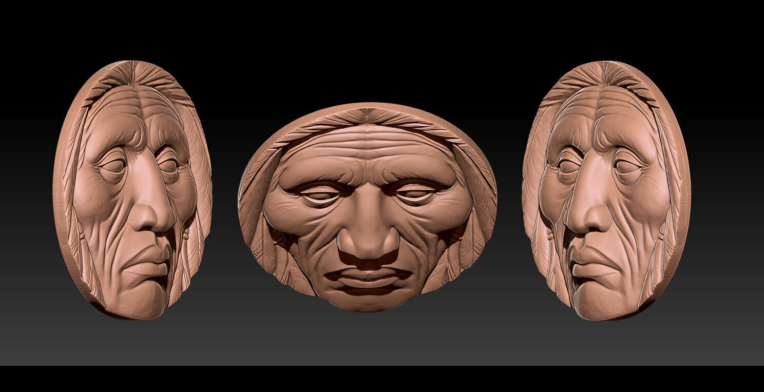 Native American Face Model   CNC 3D print model_14