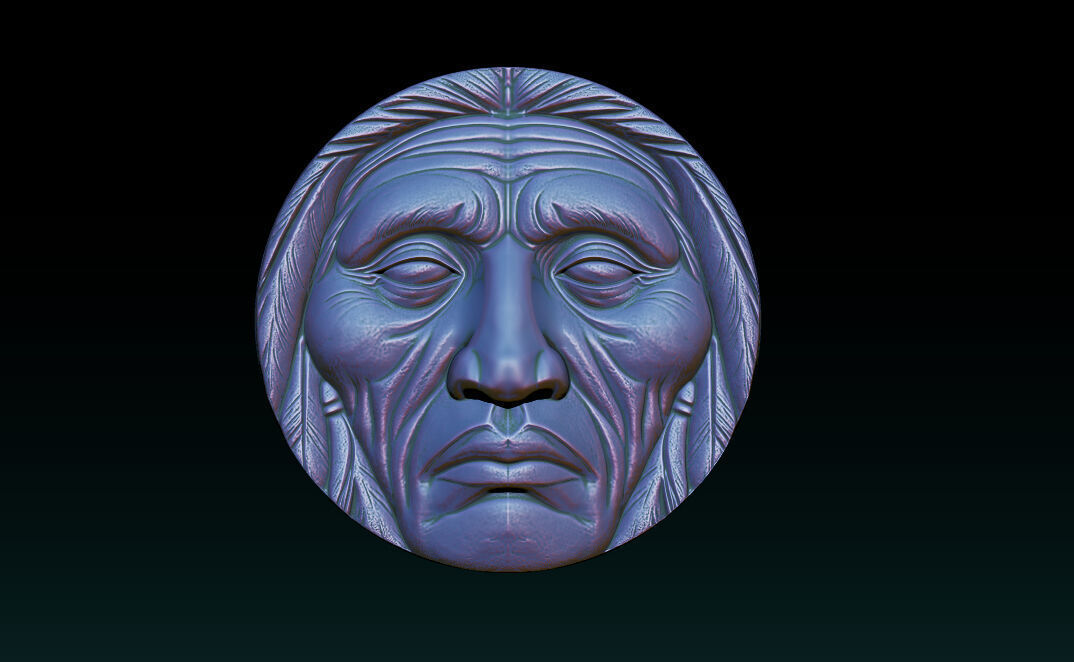 Native American Face Model   CNC 3D print model_2