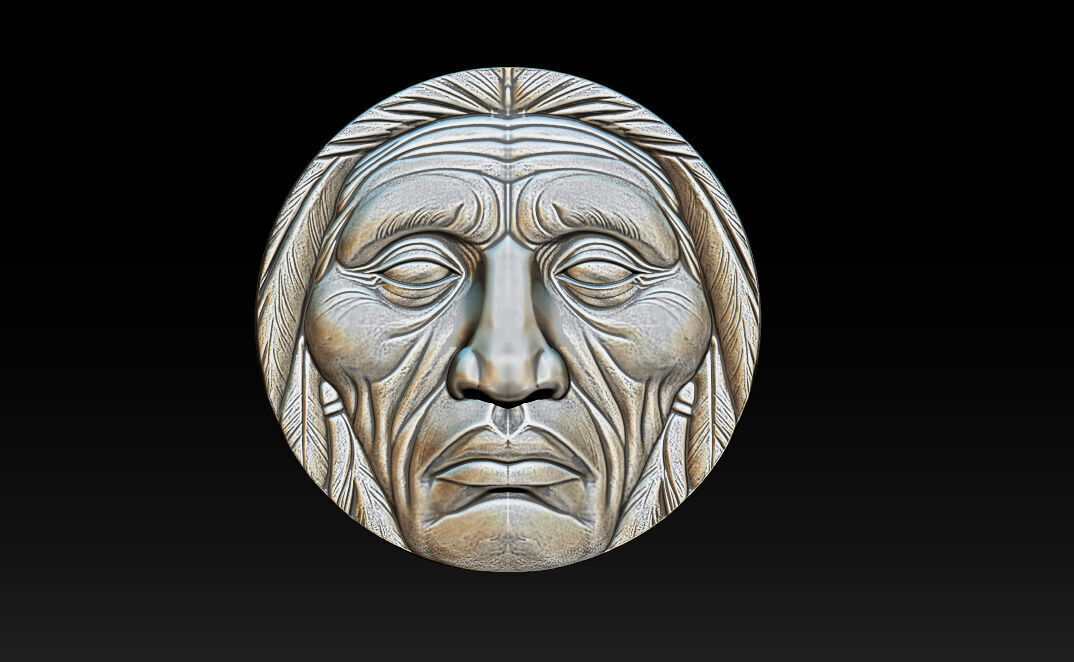 Native American Face Model   CNC 3D print model_6