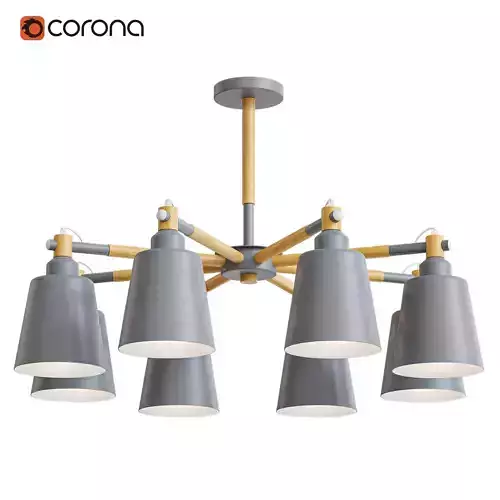 LED pendant chandelier Nordic Macaron 8 lamps Low-poly 3D model