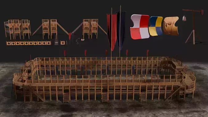 Knights Medieval Jousting Arena and Pitch Lance Ecranche Sheild 