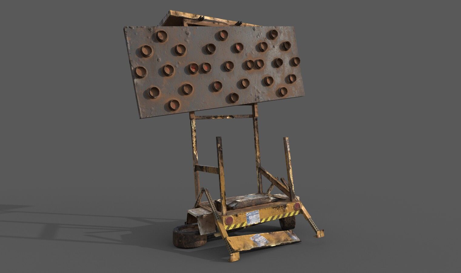 New And Broken Traffic Arrow Signboard Low Poly Game Ready Low-poly 3D model_5