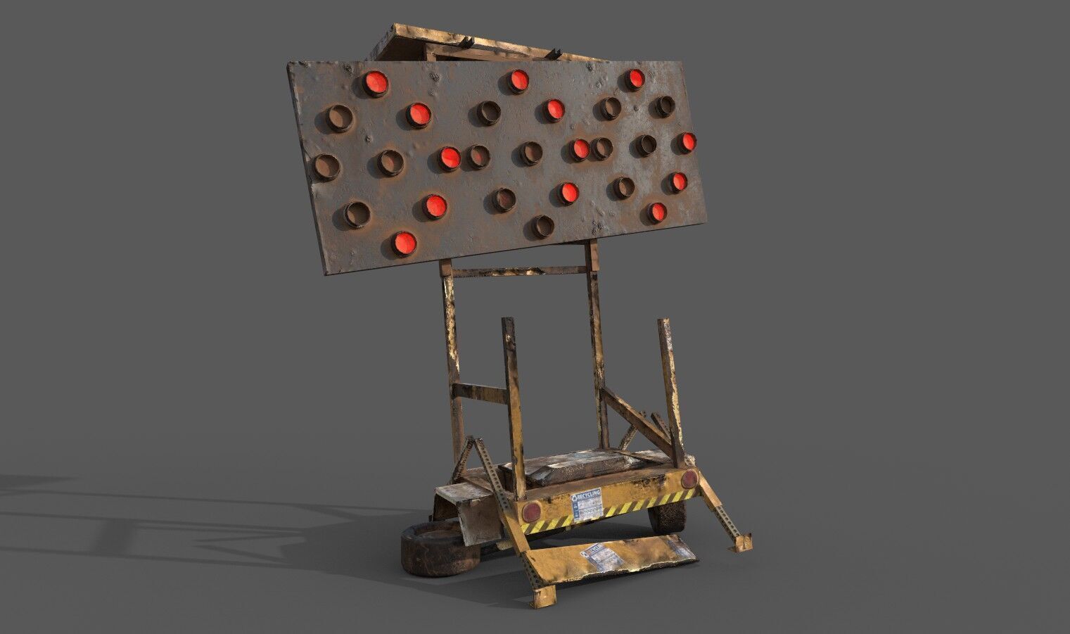 New And Broken Traffic Arrow Signboard Low Poly Game Ready Low-poly 3D model_4