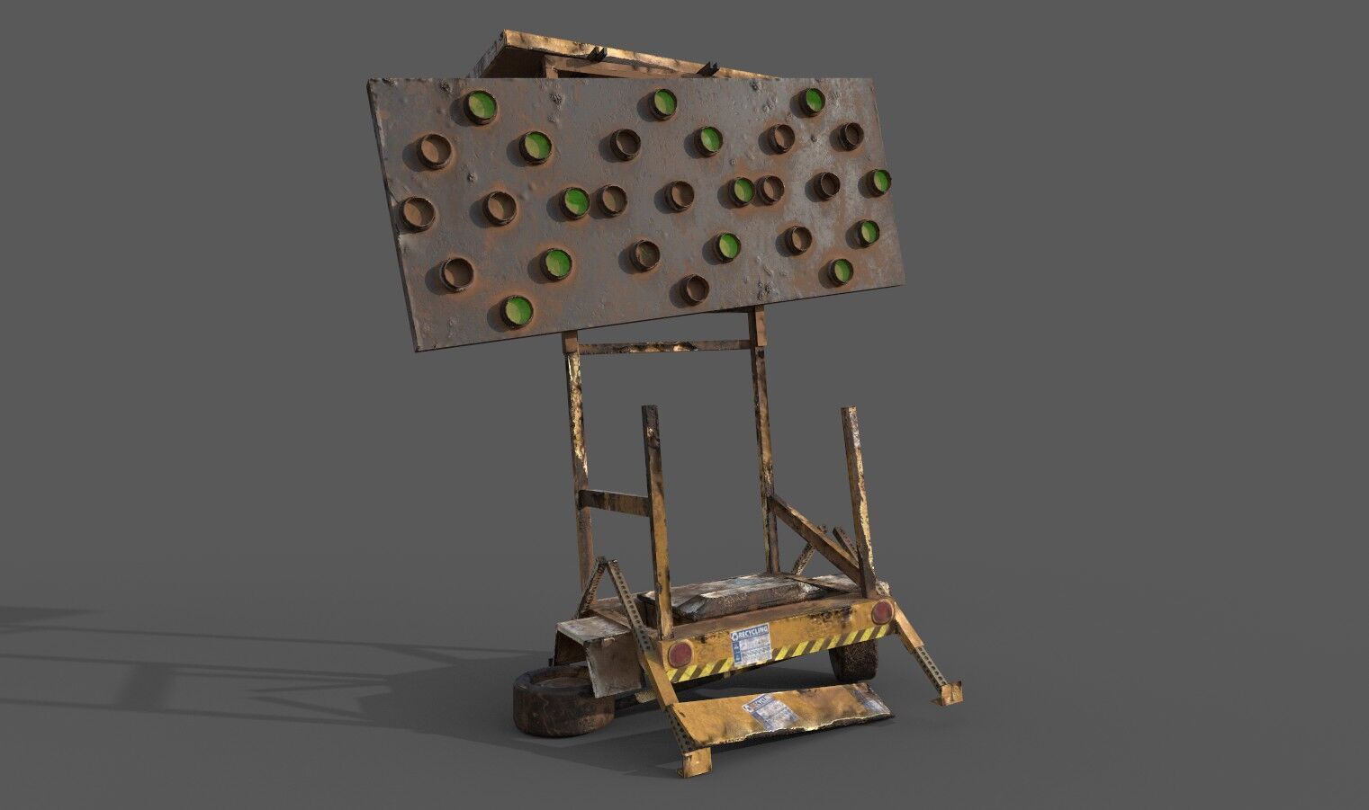 New And Broken Traffic Arrow Signboard Low Poly Game Ready Low-poly 3D model_3