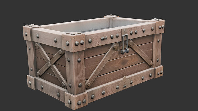 Rugged Medieval Wooden Crate Low-poly 3D model