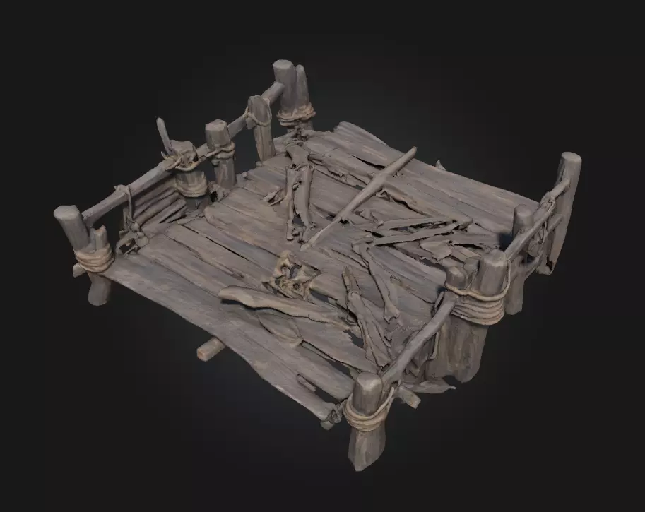 The Weathered Dock  A Quiet Echo of Coastal Life 3D model_0