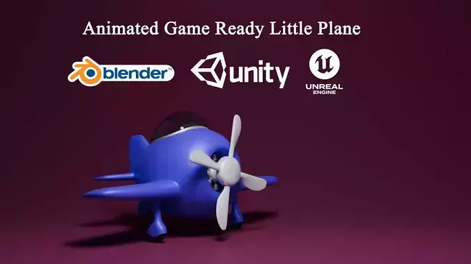 Animated Game Ready Little Plane 3D model